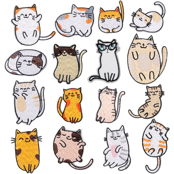 16st Cat Iron on Patches - Broderade applikationer DIY Patches