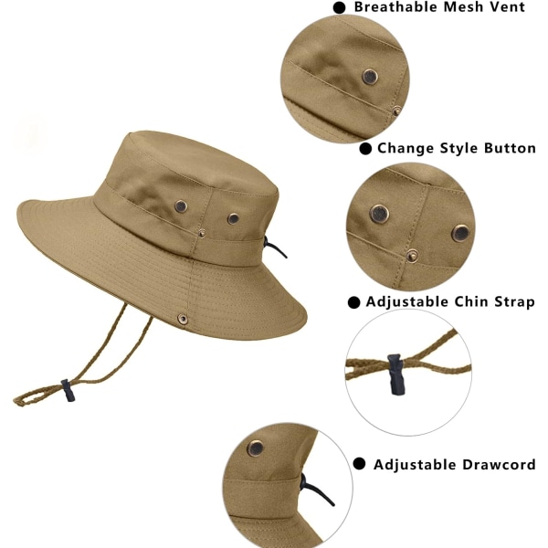 Utomhusfiskehatt Vikbar UPF 50+ Skydd Boonie-hatt för safarifiske