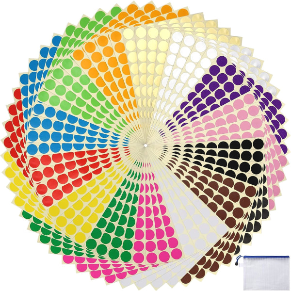3920 st 19 mm klibbiga färgade prickar runda pricketiketter 14 färger