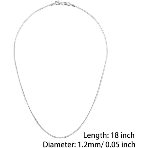 12 st silverpläterade 1,2 mm ormkedjehalsband: 18-tums kedjor med hummerlås för smyckestillverkning