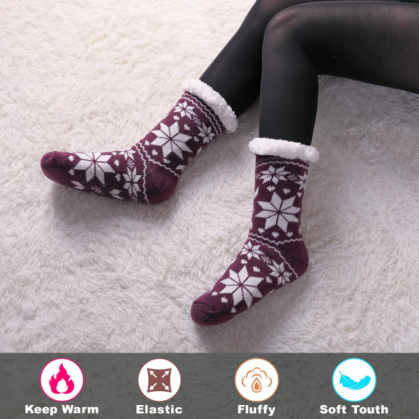 Damtofflor Fuzzy Socks Halkfri vinter Varm Mjuk Fluffig Mysig Fleecefoder