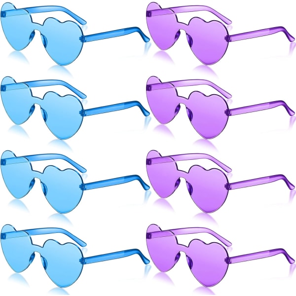 8 par båglösa solglasögon Hjärtformade glasögon utan ram Trendigt