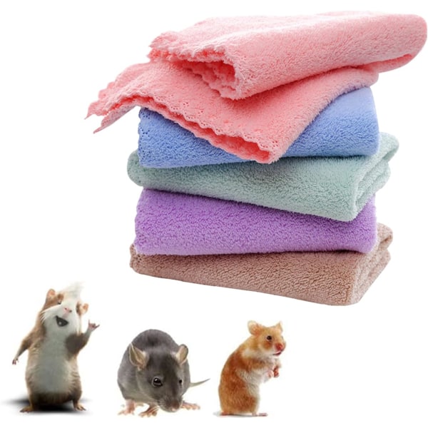 Marsvin Mjuka filtar - Sovmatta av fleece och badhanddukar för små husdjur (5-pack)