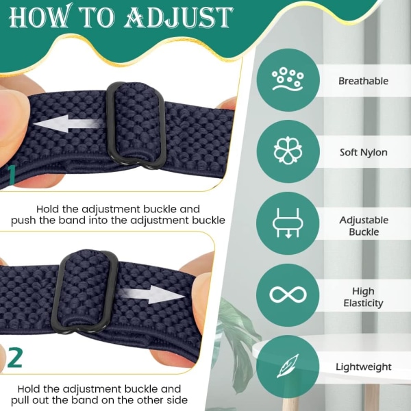 Justerbara elastiska sportband i nylon - Kompatibel med Fitbit Inspire 2/Inspire/Inspire HR/Ace 2/Ace 3, stretchiga ersättningsarmband