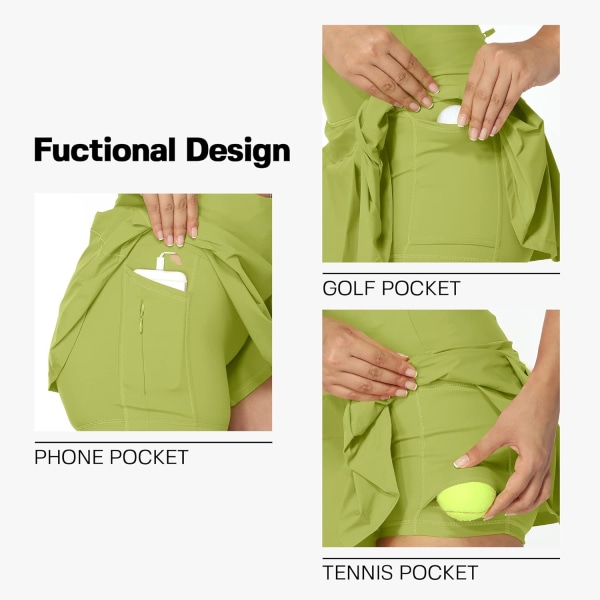 Tennis atletisk kjol med shorts och fickor för kvinnor golf magkontroll