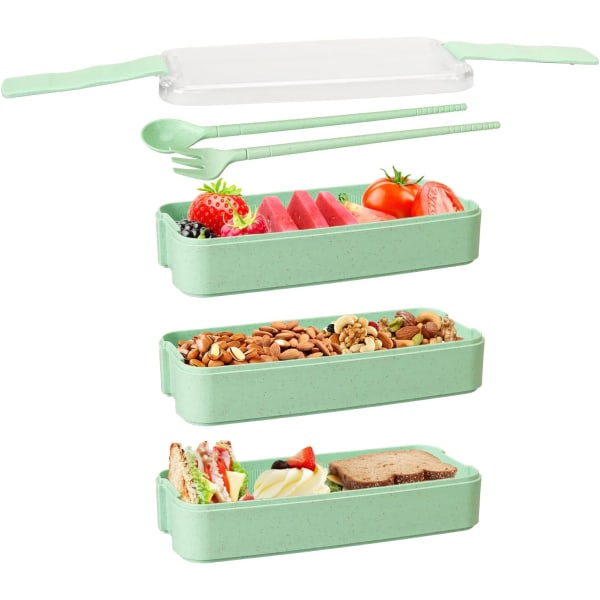 Bento Box, 900 ml Lunchbox för barn Vuxna med 3 fack