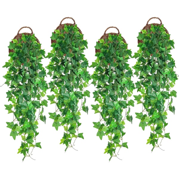 1 falska vinstockar 4 st konstgjord murgröna hängande växt Falska sidenblad grönska