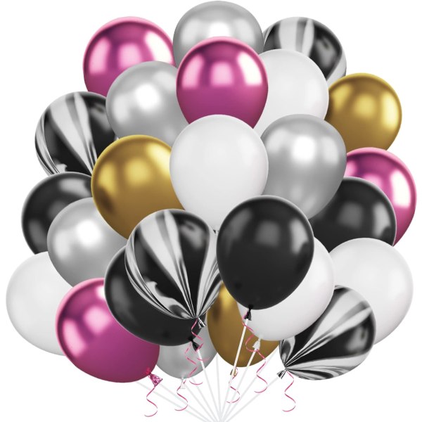 Svarta vitguldsballonger - Metalliskt partyballongpaket