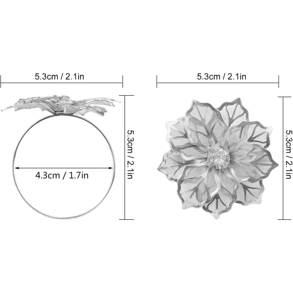 Set med 12 legeringsservettringar med ihåliga blomma servettringar för