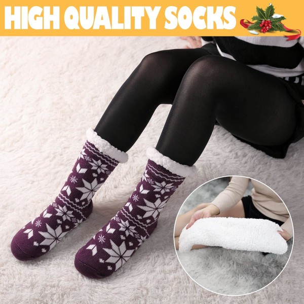 Damtofflor Fuzzy Socks Halkfri vinter Varm Mjuk Fluffig Mysig Fleecefoder