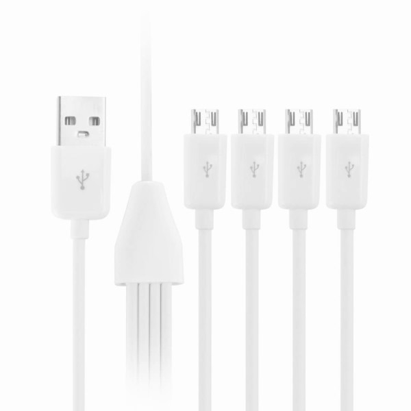 Micro USB Splitter - 4 i 1 Micro USB Vit Kabel - USB 2.0 A hane