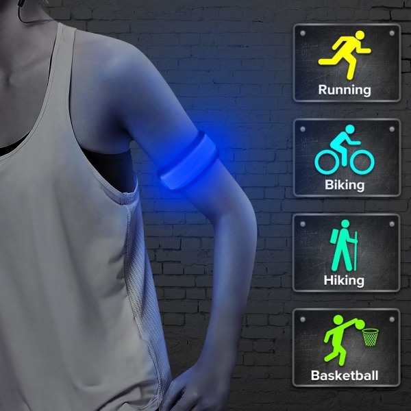 [4-pack LED Slap Armband Lights Glow Band för löpning, utbytbart