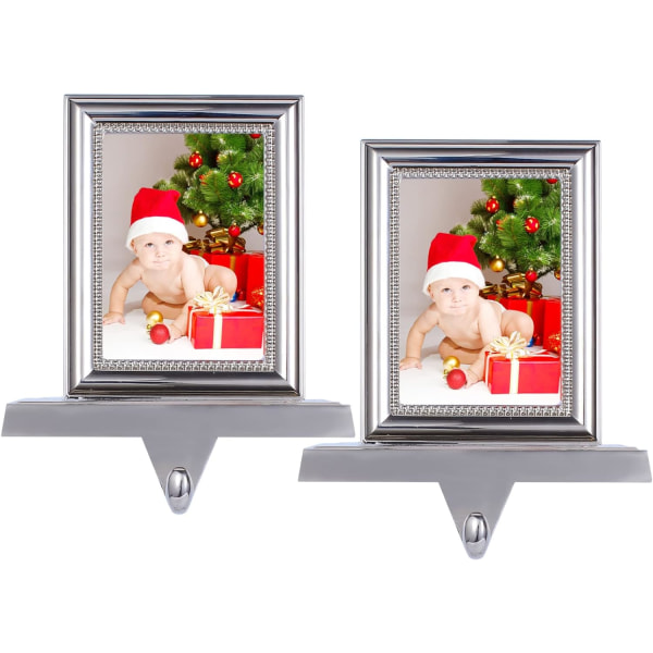 Julstrumphållare för mantel Set om 2, Silver Strumphängare