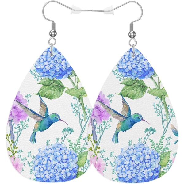 Hummingbird Teardrop örhängen för kvinnor flickor Akvarell våren vilda blommor
