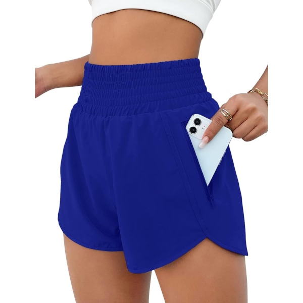 Atletiska shorts för kvinnor med hög midja löparshorts Pocket Sportiga shorts Gym