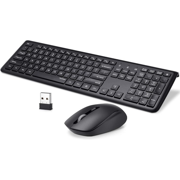 Tyst tangentbord och mus trådlös kombination, 2,4G supertyst tangentbord