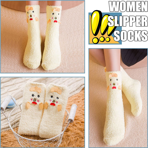 Kvinnor Flickor Super Mjuk Fuzzy 3D Söt Djur Tecknad Vinter Varm Slipper Socks