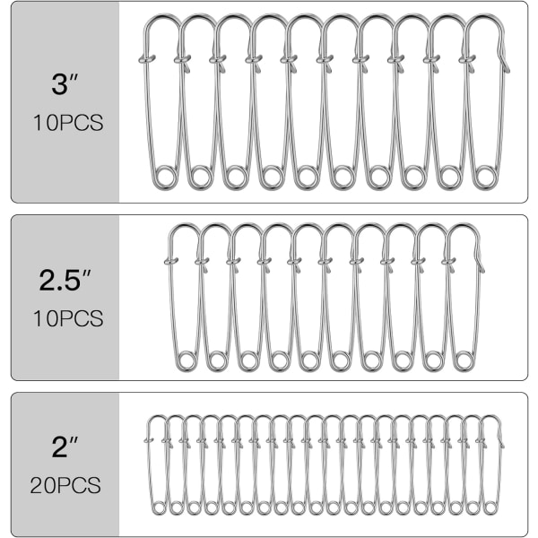 Stora säkerhetsnålar Pack - Heavy Duty Diverse storlekar