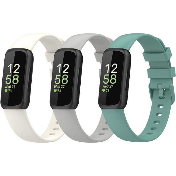 3-pack remmar som är kompatibla för Fitbit Inspire 3 - Mjuka justerbara silikonband