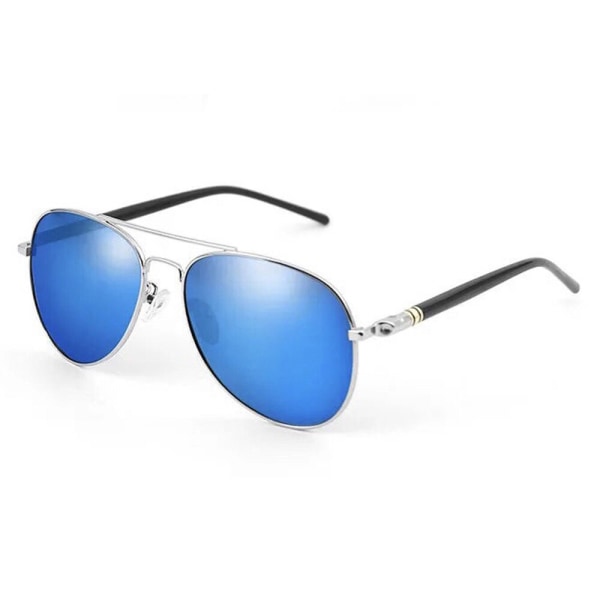 Lyxiga polariserade solglasögon för män Körsolglasögon för män Kvinnor Märkesdesigner Man Vintage Svarta Pilotsolglasögon UV400 SilverBlue