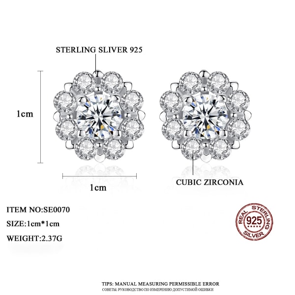 925 Silver Flower Stud Örhängen 2022 Delikat Äkta Sterling Silver Cubic Zirconia Kronblad Kvinnor Örhängen Bröllopssmycken SE0070