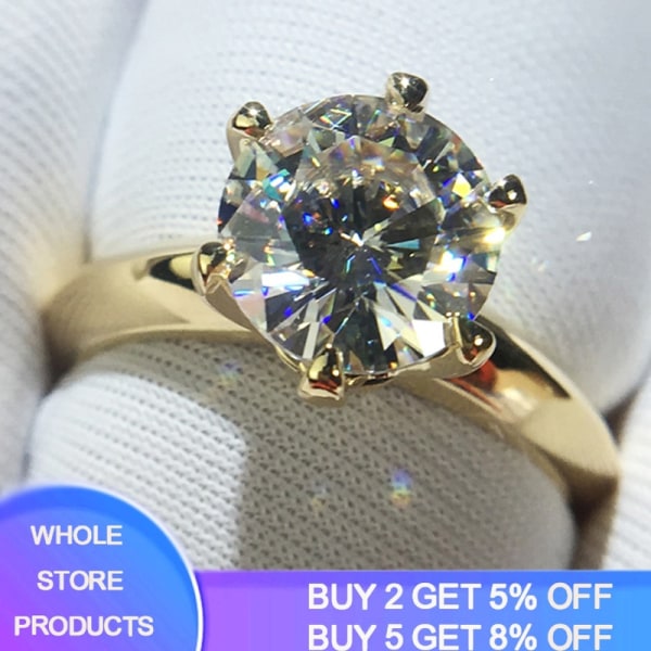 Fin Vit/Gul/Roséguld Färg Ring Solitaire 2.0ct CZ Zircon Gift Ring Gift Rings For Women R169 US10