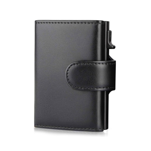 Herrplånböcker Man Kreditkortshållare Plånbok Herr Kvinnor RFID-aluminiumkartonskorthållare Handväska Bankkorthållare i äkta case Black