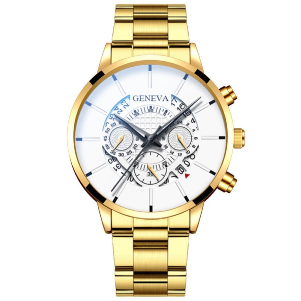 Herrmode watch med stålrem - Watch goldenwhiteface