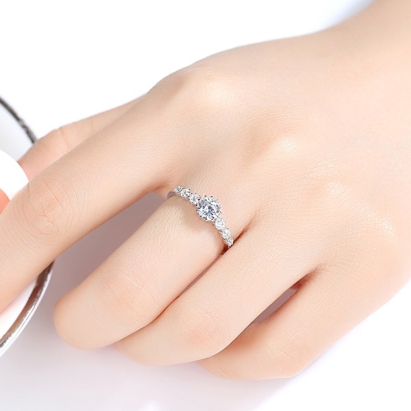 Äkta 100 % 925 Sterling Silver Klassisk Fingerring För Kvinnor Bröllopsförlovning med CZ Fine Smycken Bijoux Ringar Silver Plated 8