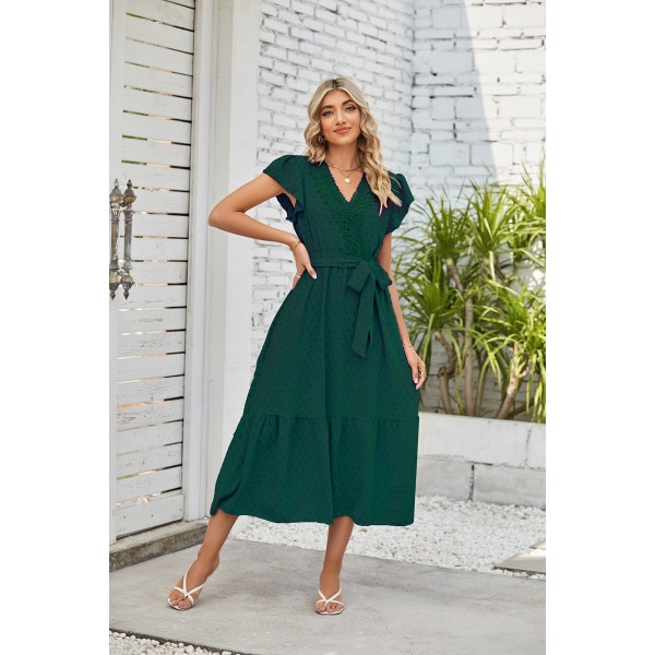 Kortärmade maxiklänningar för kvinnor turquoise XL