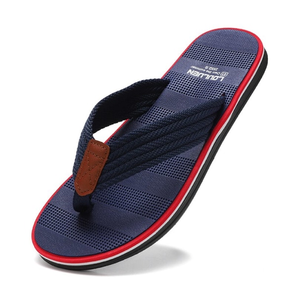 Högkvalitativa europeiska Gentleman Modetofflor Herr Cool Beach Flip Flops Sommar Utomhus Antisladd Fritid Studentsandaler Dark Blue 41