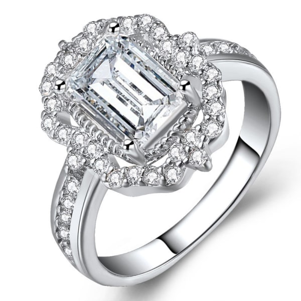 Roseguldpläterad zirkon fyrkantig diamantprinsessring förlovningsring för kvinnor RoseGold US SIZE 11