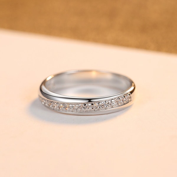 Varumärkesdesign Ren 925 Sterling Silver Kvinnlig Eternal Ring för Kvinnor Brud Enkel Bröllopsförlovning Modesmycken Silver Plated 6