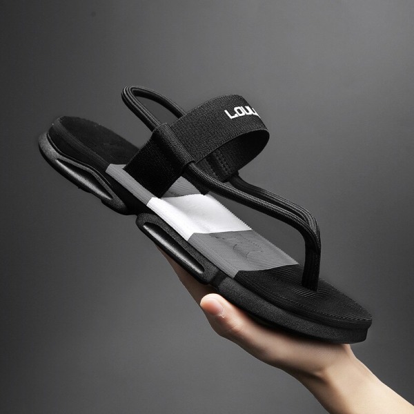 Sommar sandaler och tofflor för män Change Dual-Use Trend Edition Utomhus präglade texturmönster Casual Beach Shoes Flip-flops Black 41