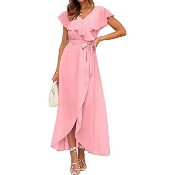 Kortärmade maxiklänningar för kvinnor Pink M