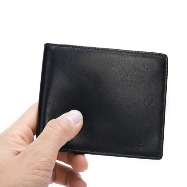Mjuk plånbok i äkta läder herr plånböcker i koläder Man Liten korthållare Plånböcker Balck Kort plånbok för män Black