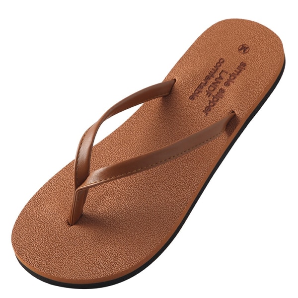 Sommar Casual Character Drag Män Kvinnor Flip Flops tunt bälte imitation mocka PU-läder Studenter Cool plattbottnad strandtofflor Coffee size 41-42