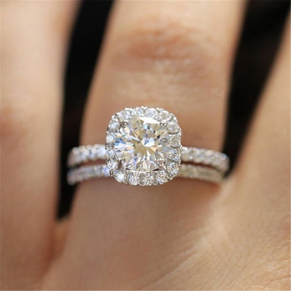 Åtta hjärtan Åtta pilar Micro Diamond Ring Damförlovningsring White 8
