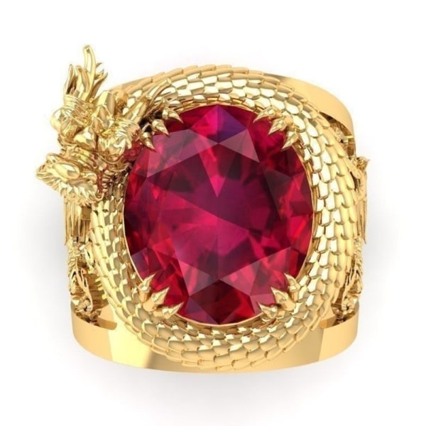 Creative Double Dragon Ball Modeling Ring Fashion Diamond Ring Gold H172 13