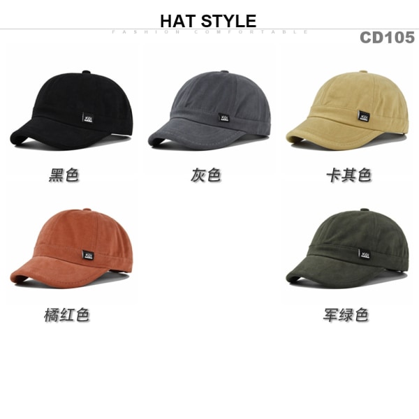 Cap med kort brätte Enfärgad keps med cap i koreansk stil Solskyddsmössa Solskyddshatt Vårstil Hatt grossist Cd1051Black Adjustable