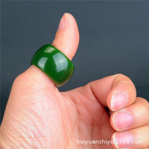Äkta Naturlig Grön Jade Hjärta Sutra Ring Män Kvinnor Real Certified Jades Sten Hand snidade parringar Fina smycken Presenter Beige