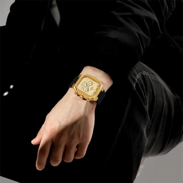 NAVIFORCE Herre Klockor Silikon Armband Kvarts Kvadratisk Armbandsur Vattentät Luminous Kronograf Datum Klocka RGBBWITH BOX