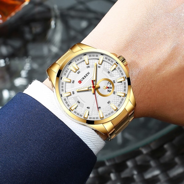 CURREN Minimalistisk watch för män Lyxigt mode rostfritt stål Vattentät watch Sport Casual Quartz Clock Relogio masculino black