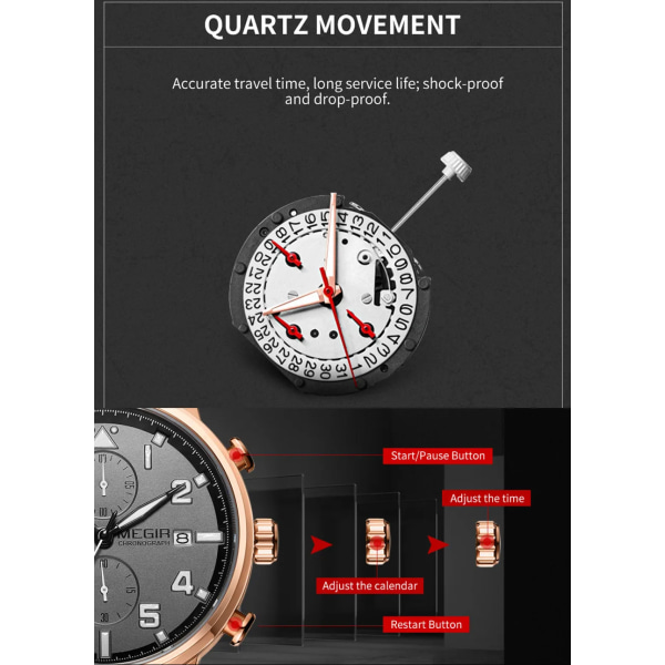 Lyxiga klockor för män Casual Business Quartz Armbandsur Kalender Datum Man Klocka Kronograf black