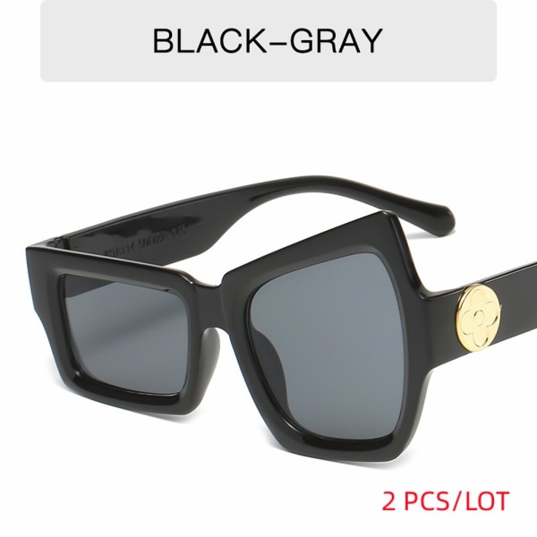 Män Punk Solglasögon Lyxigt varumärke Designer Steampunk Geometry Solglasögon Dam UV400 Driving Shades Unik Personlighet Glasögon BlackGray