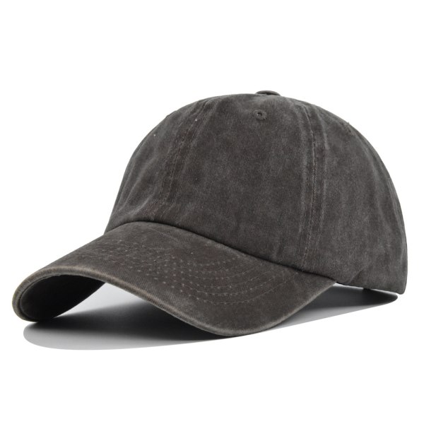 Högkvalitativ ren färg tvättad cap belagd bomull 6-linjers distressed peaked cap solhatt glansig cap Cl7324Brown Adjustable