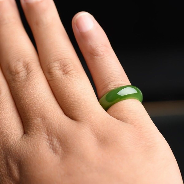Äkta Naturlig Hetian Jade Nephrite Ring Män Kvinnor Helande Ädelsten Fina Smycken Grad A Gröna Jades Band Ringar Lucky Amulet 18mm certificate