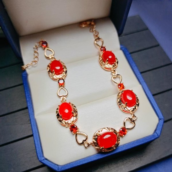 Äkta naturliga röda jade- och silverarmband för kvinnor Fina smycken armband Äkta karneolcertifierade jades stenarmband tillbehör Red