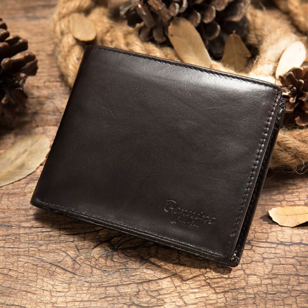 Ny plånbok i äkta läder Läderplånbok för män Liten kort plånbok Korthållare Stor kapacitet Manlig plånbok Myntficka Plånböcker Coffee