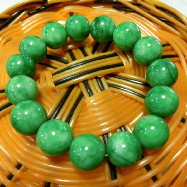 Äkta Naturligt Jade Armband Män Emerald Jades Sten Elastiska Pärlor Armband Jadeit Armband För Modesmycken för Herr 18mm
